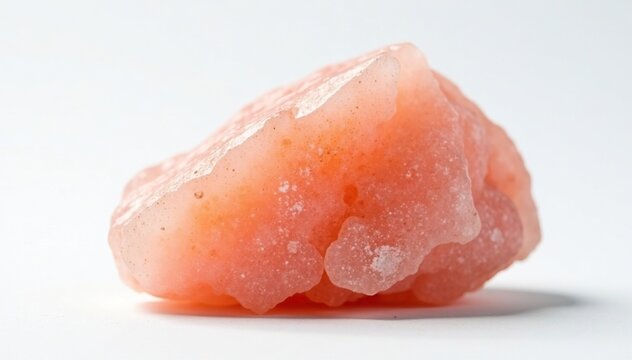 Isolated potash salt stone on white background, crystal, earthy, natural