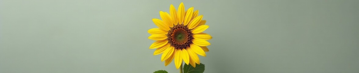 Fototapeta premium Isolated sunflower leaf against a gray background, natural, background, flora