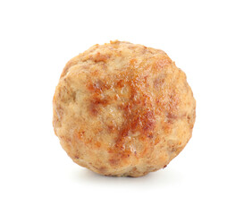 One tasty cooked meatball isolated on white