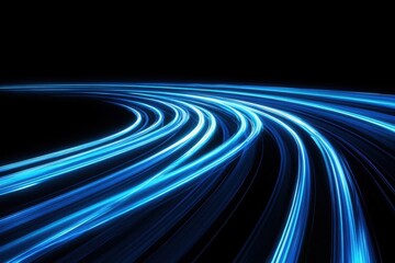 Abstract Blue Light Trails on a Black Background