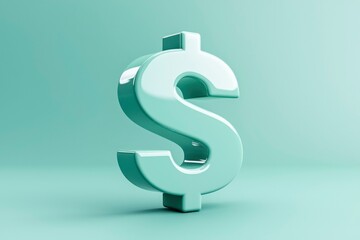 Obraz premium Mint Green Dollar Sign on Mint Background