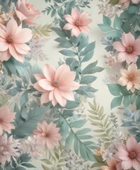 Floral patterns with soft pastel colors and leaf textures,  design,  texture,  pastel