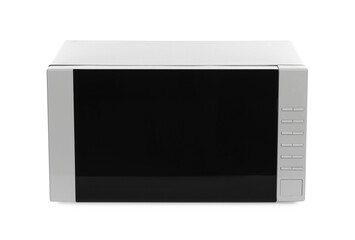 One closed microwave oven isolated on white