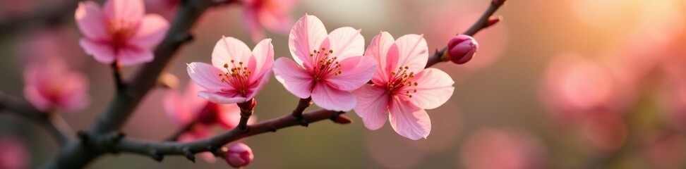 Fototapeta premium Delicate pink apricot flower on a tree branch, branch, apricot