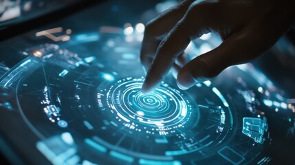 A closeup of a business professional interacting with