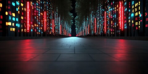 Naklejka premium abstract ai economic shifts neon futuristic finance visualization