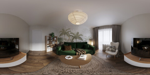 Full spherical seamless hdri 360 panorama in equirectangular projection in interior of living room in modern flat apartments, VR content  © Anastasia