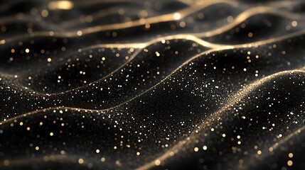 Golden glitter waves, dark background