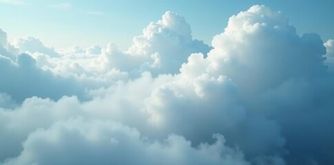 Fototapeta premium Swirling fog with big white clouds in the sky, waves, cloudy, hazy