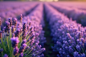 Fototapeta premium Lavender fields with small dots of purple flowers, floral, botanical