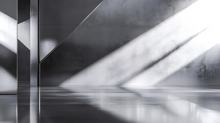 Obraz premium futuristic chrome metal surface with sharp reflections