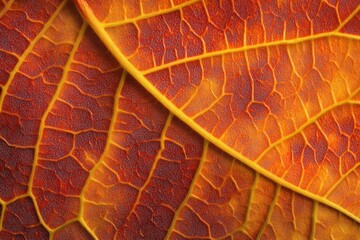Obraz premium Autumn Leaf Macro: A Tapestry of Veins and Hues