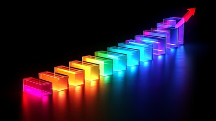 Abstract glowing graph with rising trend line symbolizing business growth and data-driven success.