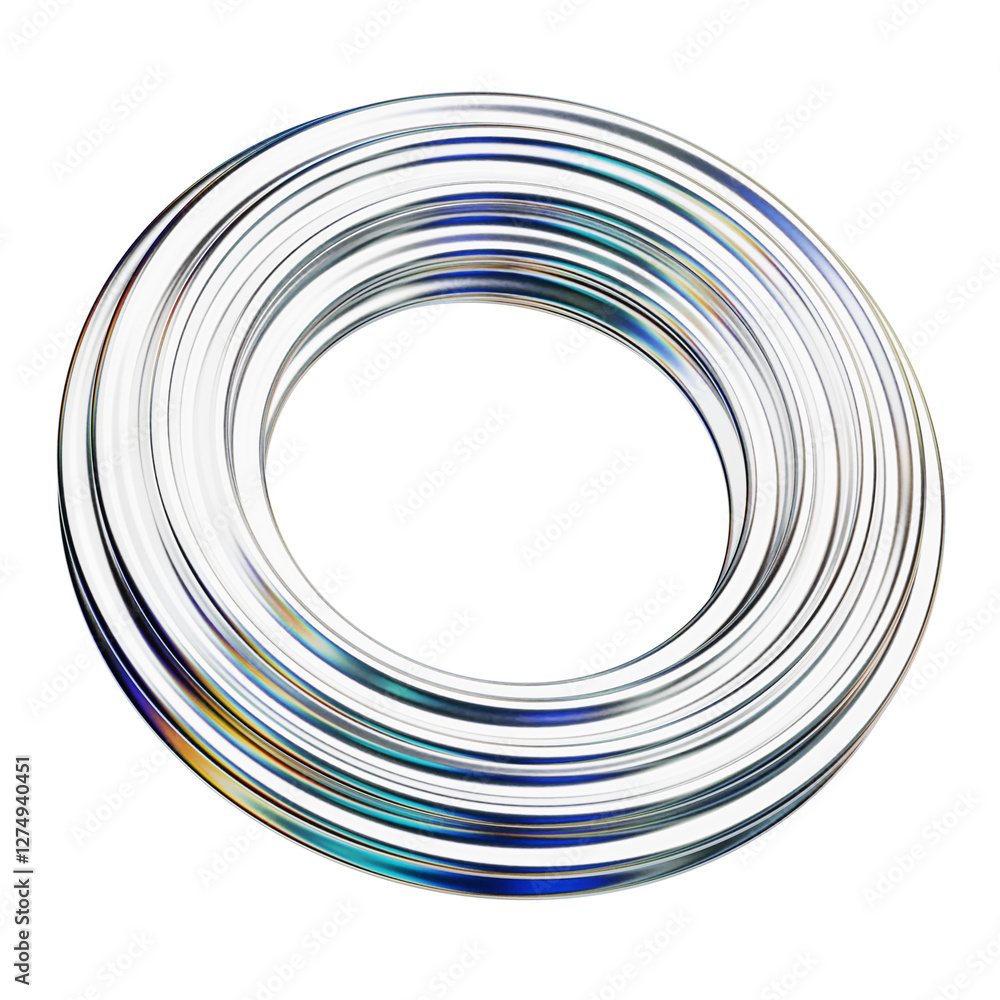 Poster chrome abstract shape 3d icon isolated on the transparent background
