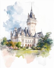 Obraz premium Historic castle wedding venue enchanting landscape romantic atmosphere majestic architecture outdoor setting
