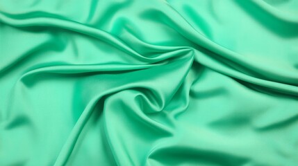 Fototapeta premium Smooth Mint Green Fabric Material with Elegant Drapery and Texture