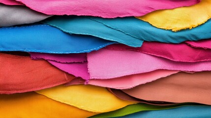 Naklejka premium Colorful Fabric Textures Stacked Overlapping in Vibrant Layers
