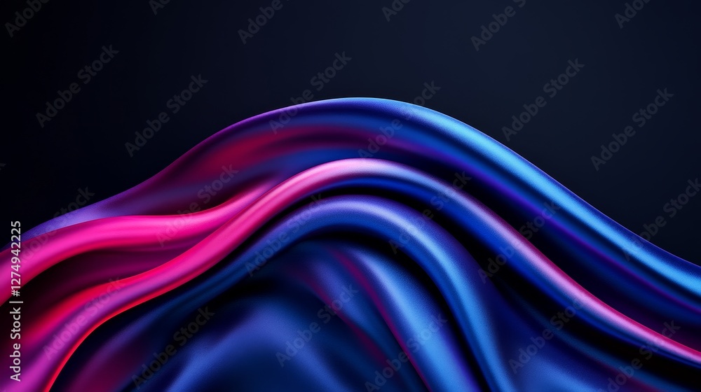 Poster abstract fluid waves in vibrant colors with smooth textures and depth