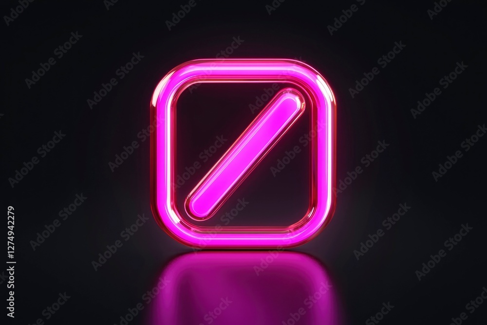 Poster a 3d rendering of an abstract pink metallic symbol on a dark background