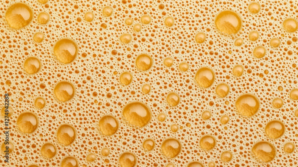 Poster close-up macro shot of water droplets on an abstract surface forming patterns