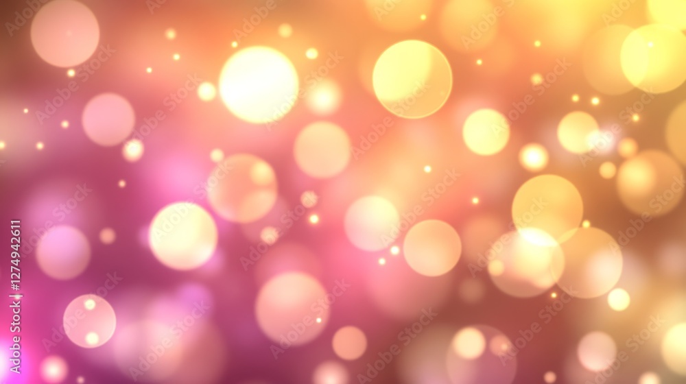 Poster soft focus light effect with bokeh circles in warm tones