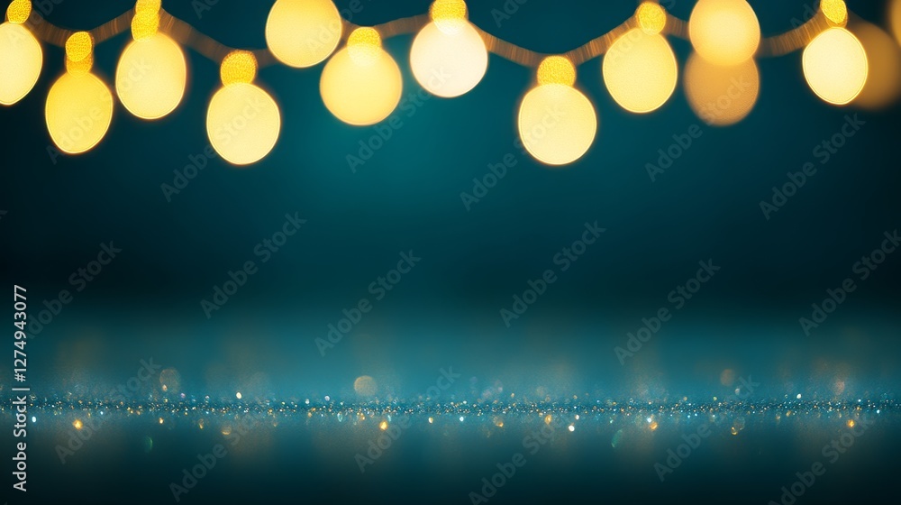 Poster abstract bokeh with blended glitter and dark background for visual effects