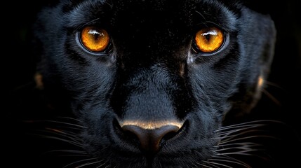 Majestic Black Panther Close Up  Wild Cat  Intense Eyes  Dark Background  Wildlife Photogr