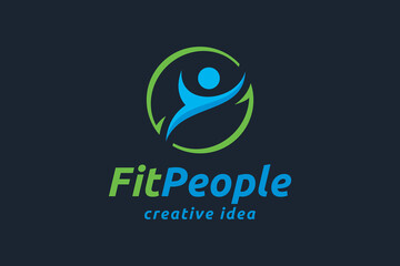 Creative Fitness People Logo Design Template