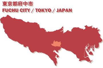 日本地図-東京都-府中市ベクターイラストマップ