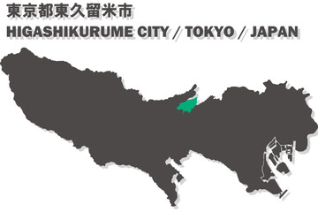 日本地図-東京都-東久留米市ベクターイラストマップ