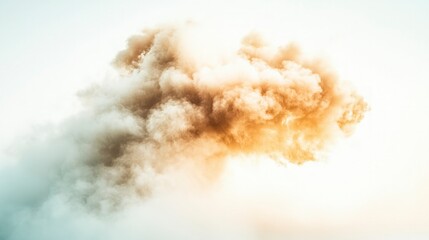 Dramatic Smoke Plume  Dust Cloud  Explosion Effect  Beige and Brown  Isolated on White Bac