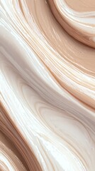 A close-up of swirling cream and beige textures, resembling paint or cosmetic products.