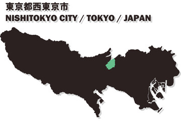 Obraz premium 日本地図-東京都-西東京市ベクターイラストマップ