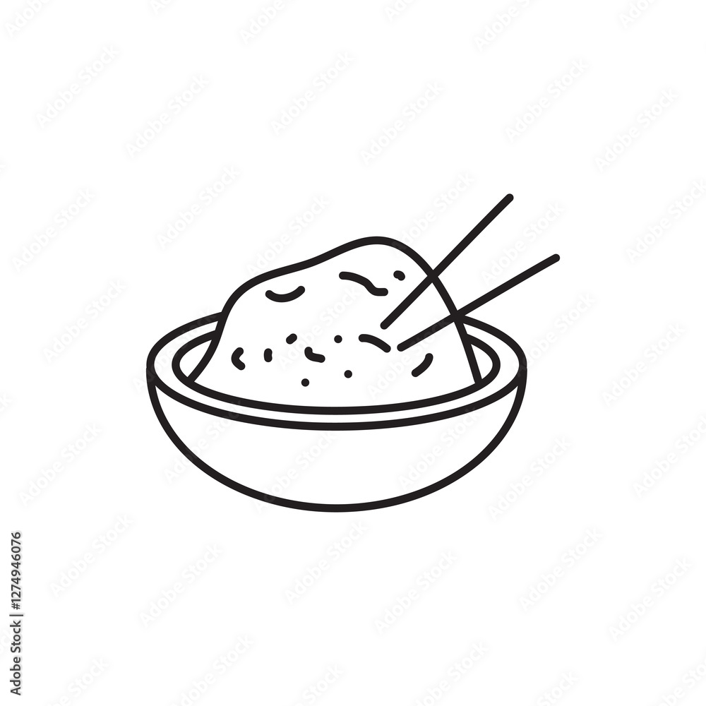 Poster fried rice outline icon, vector simple linear illustration for web and app..eps