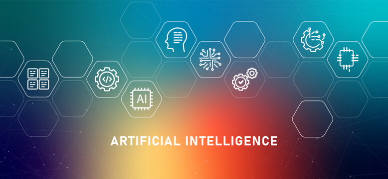 AI artificial intelligence gradient header concept machine intelligence cognitive computing automated reasoning design