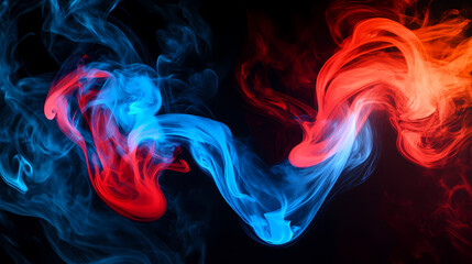 Abstract Art: Red and Blue Smoke交融之美