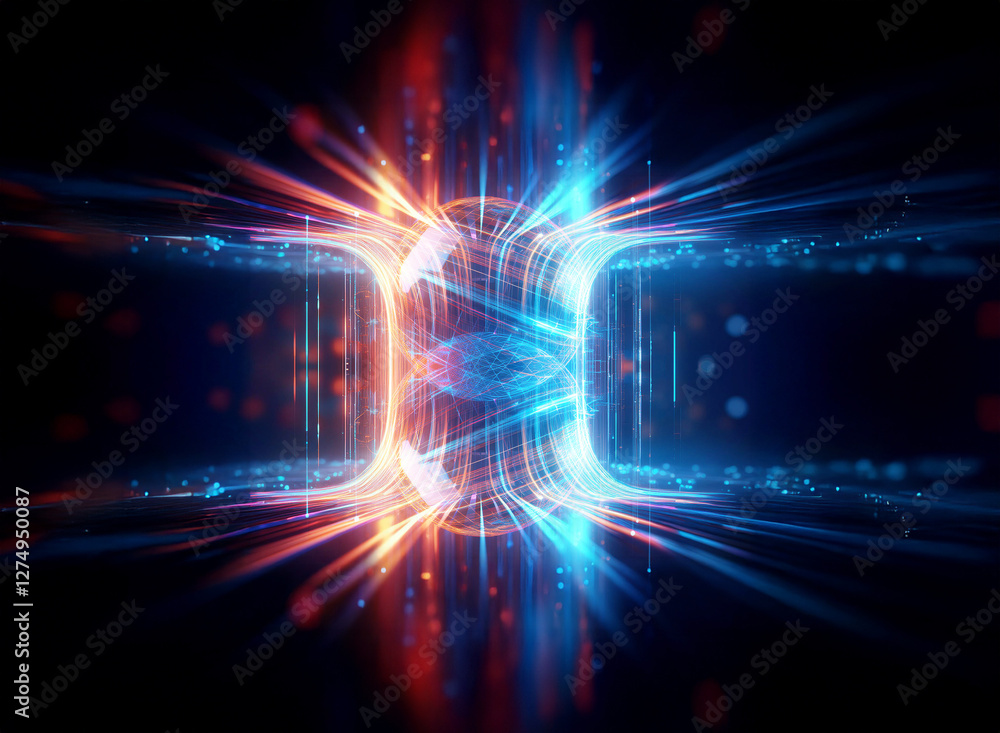 Aufkleber abstract image of luminous energy streams flowing symmetrically, creating a vibrant and dynamic visu