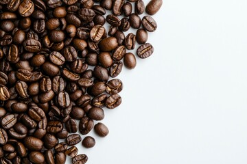 Coffee beans close-up on white background, food and drink, restaurant, cafe menu