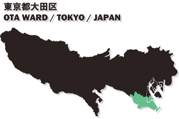 日本地図-東京都-大田区ベクターイラストマップ