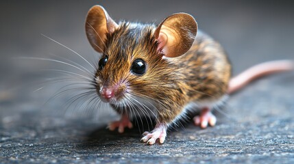 Adorable House Mouse Closeup  Small Rodent on Wood