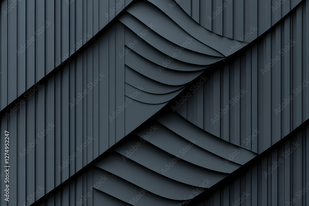 Poster abstract dark grey architectural design, modern building facade with geometric patterns and lines, s