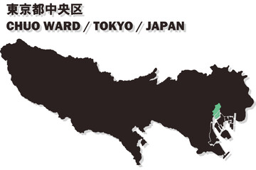 日本地図-東京都-中央区ベクターイラストマップ