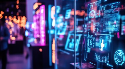 Futuristic Digital Interface: Neon Glow in Tech Showcase