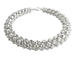 Luxury Diamond Necklace on Black Background &ndash; Elegant Silver Jewelry