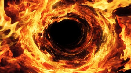 Obraz premium Fiery Vortex Abstract Inferno Burning Hole Hellish Tunnel Fire Background