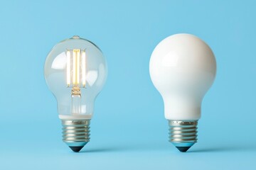 LED light bulbs, comparison, studio shot, simple design, possible use product photography