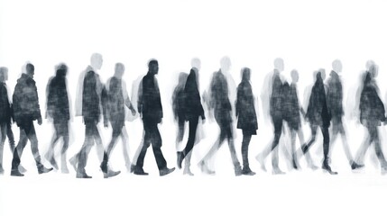 Crowd Walking Silhouettes