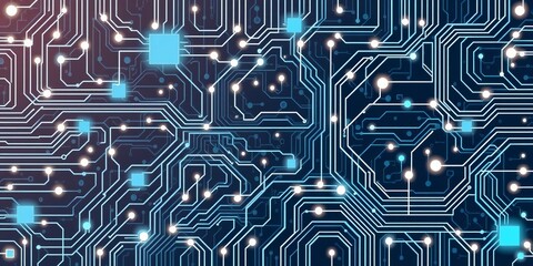 Seamless pattern of semiconductor elements in a repetitive design, graphic, technology, elements