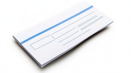Blank White Envelope with Blue Stripes on White Surface for Mailing Documents