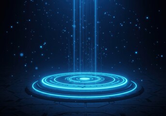 Fototapeta premium A magical blue portal on an isolated background. Glowing blue rings